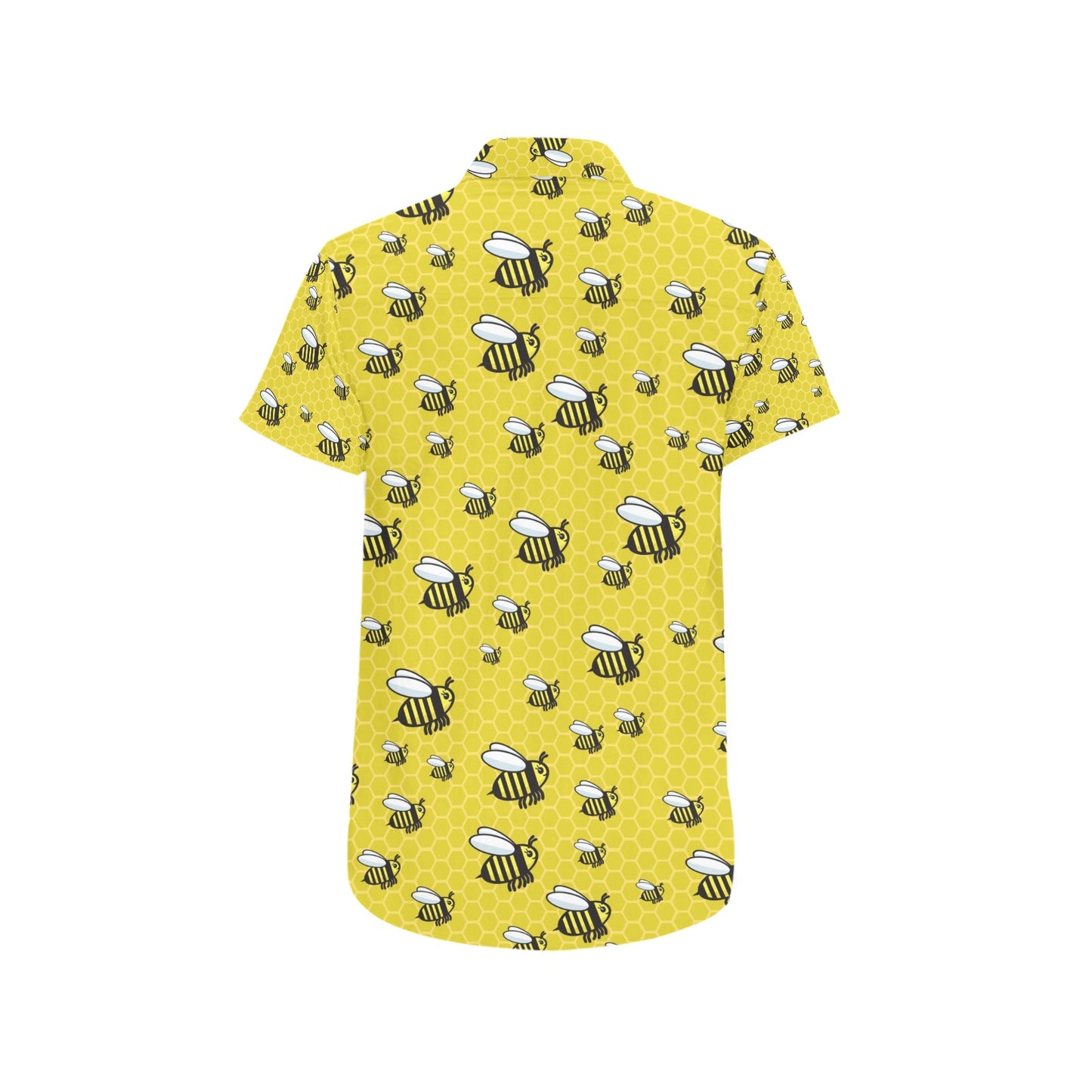 Bee Cute Print Design LKS308 Men Short Sleeve Button Up Shirt