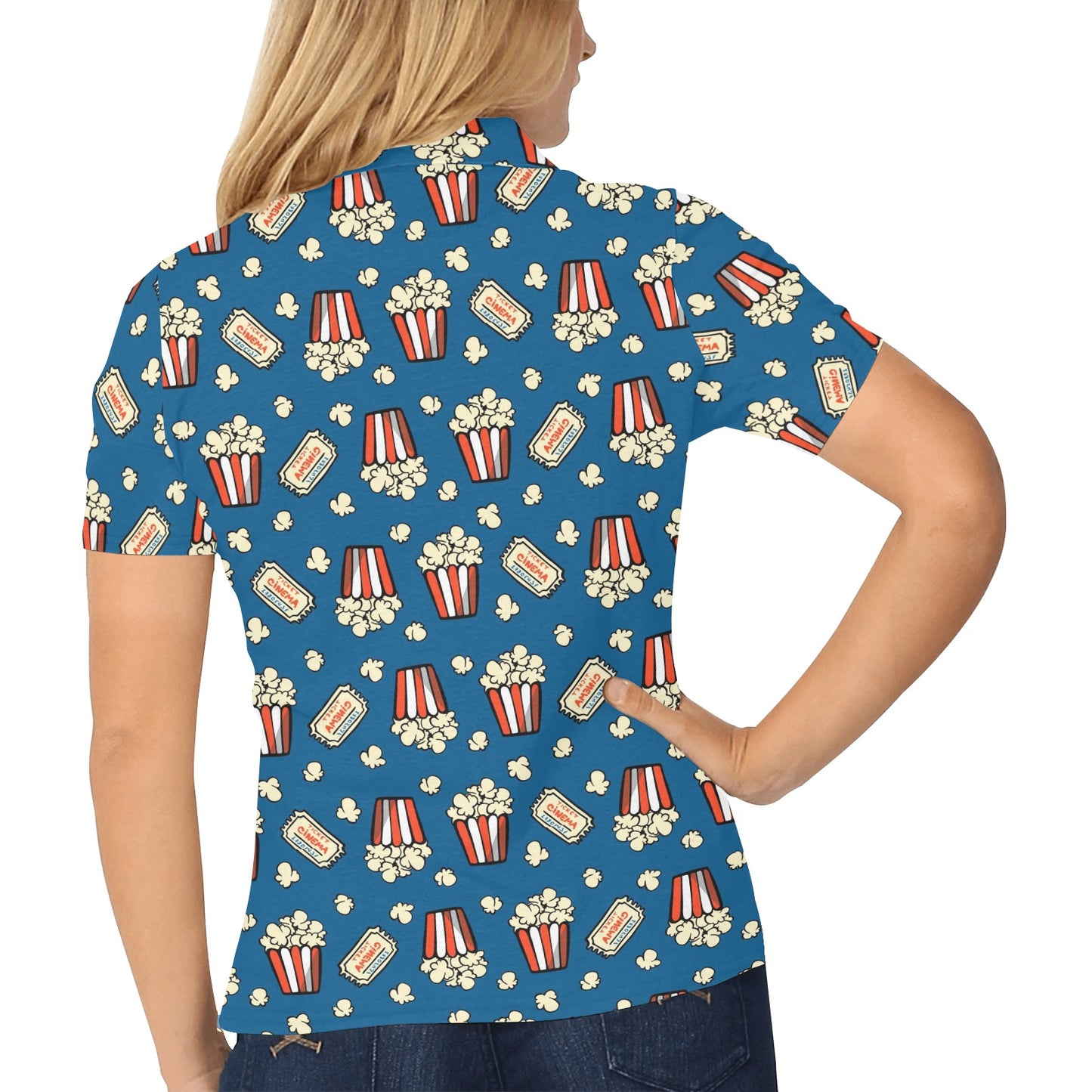 Popcorn Pattern Print Design A03 Women's Polo Shirt