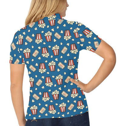 Popcorn Pattern Print Design A03 Women's Polo Shirt