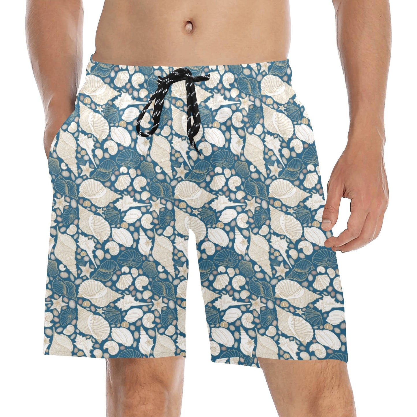 Seashell Print Design LKS308 Men's Swim Trunks Beach Shorts
