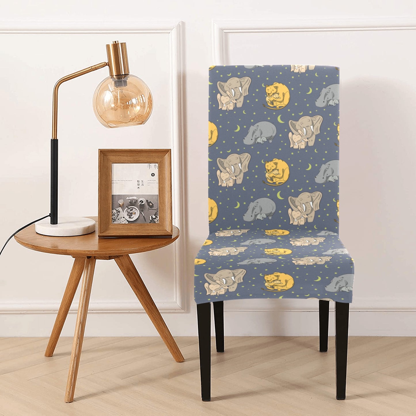 Safari Elephant Lion Print Design LKS303 Dining Chair Slipcover