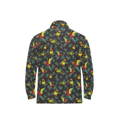 Parrot Themed Print Long Sleeve Polo Shirt For Men's
