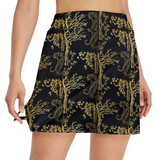 Tiger Gold Print Design LKS307 17" Golf & Pickleball Skort with Pockets
