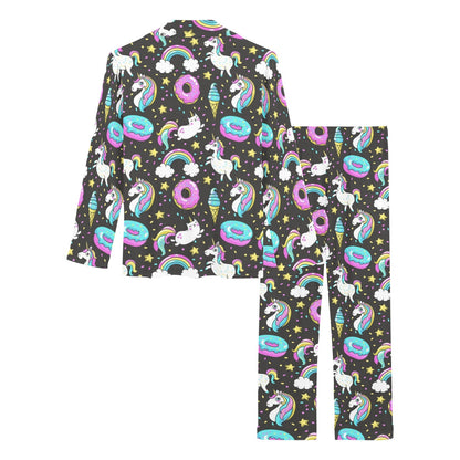 Donut Unicorn Pattern Print Design DN09 Women's Long Pajama Set