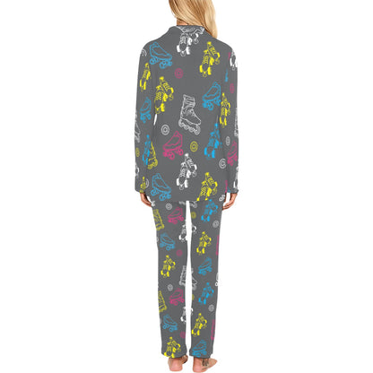 Roller skate Pattern Print Design A02 Women's Long Pajama Set
