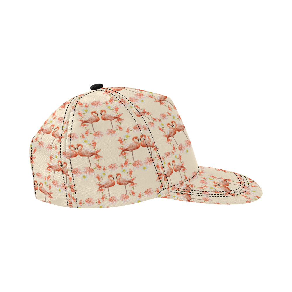 Flamingo Hibiscus Print Pattern Snapback Cap