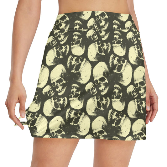 Skull Print Design LKS302 17" Golf & Pickleball Skort with Pockets