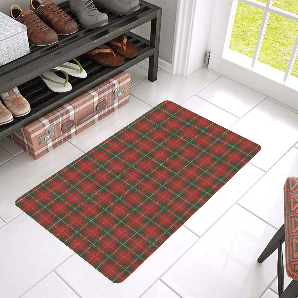 Holiday Tartan Plaid Pattern Rubber Doormat