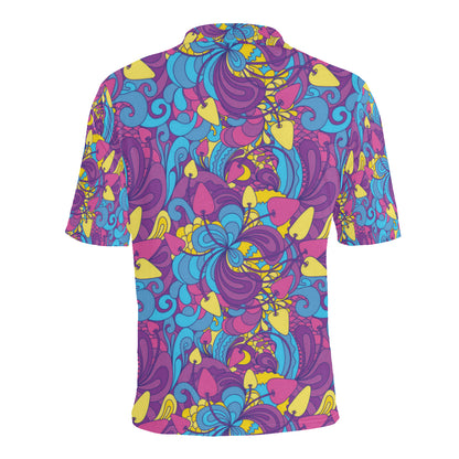 Psychedelic Mushroom Pattern Print Design A03 Men Polo Shirt