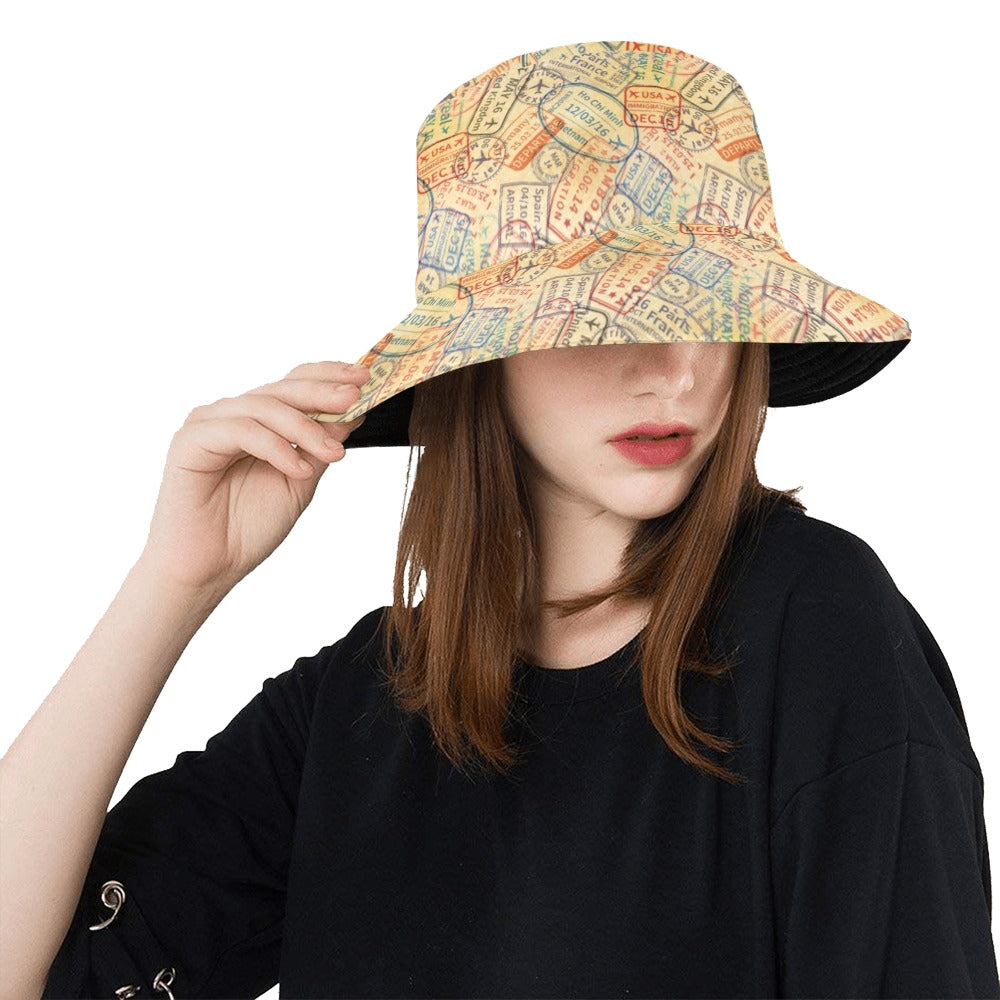 Travel Stamp Print Design LKS302 Unisex Bucket Hat