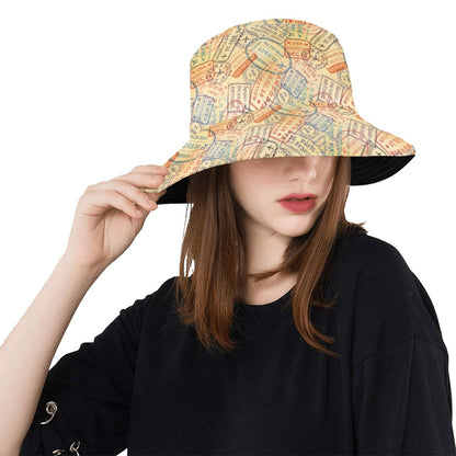 Travel Stamp Print Design LKS302 Unisex Bucket Hat