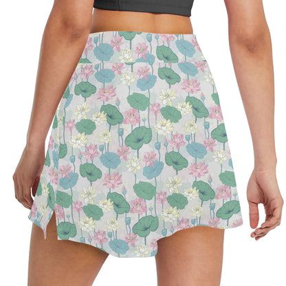 Water Lily Print Design LKS305 17" Golf & Pickleball Skort with Pockets