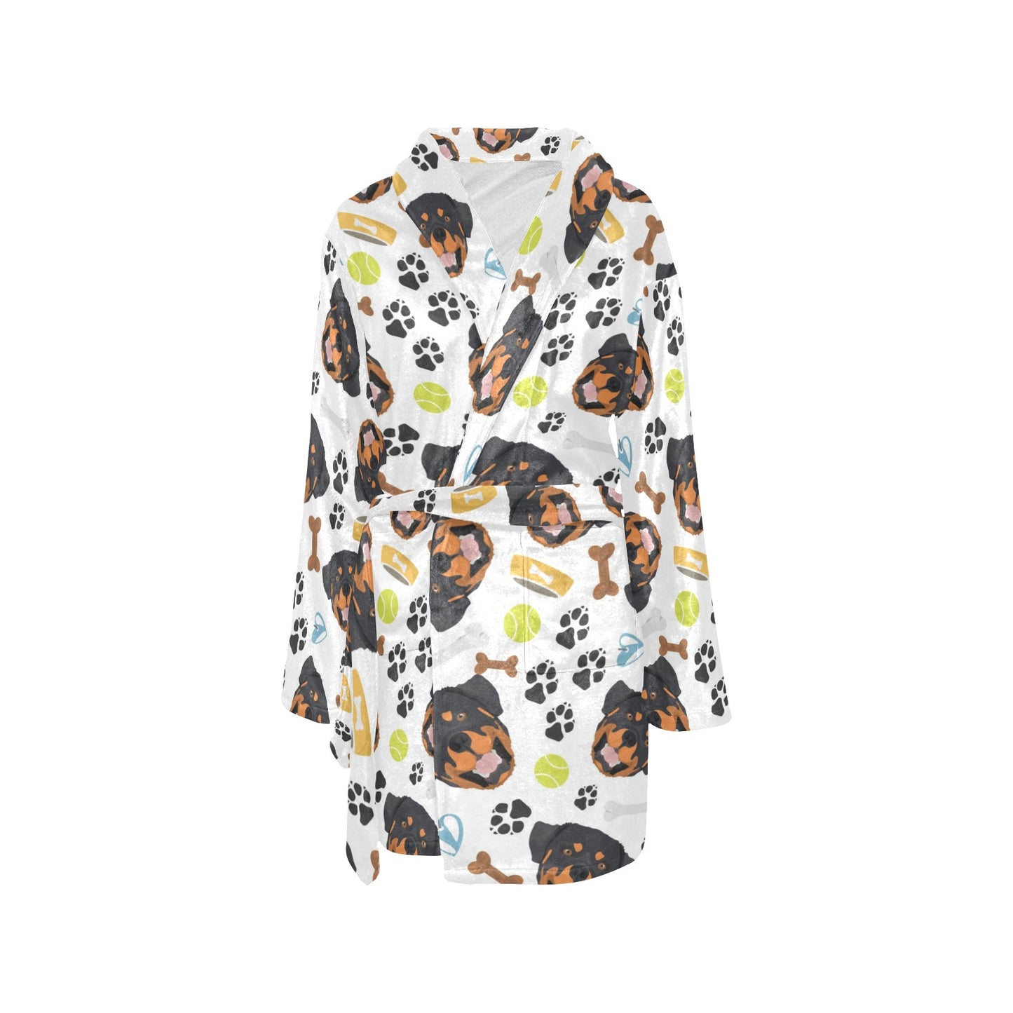 Rottweiler Pattern Print Design A04 Women's Fleece Robe