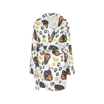 Rottweiler Pattern Print Design A04 Women's Fleece Robe