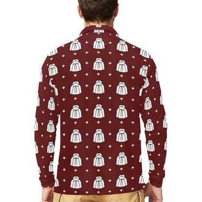 Shih Tzu Print Design LKS301 Long Sleeve Polo Shirt For Men's