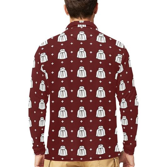 Shih Tzu Print Design LKS301 Long Sleeve Polo Shirt For Men's