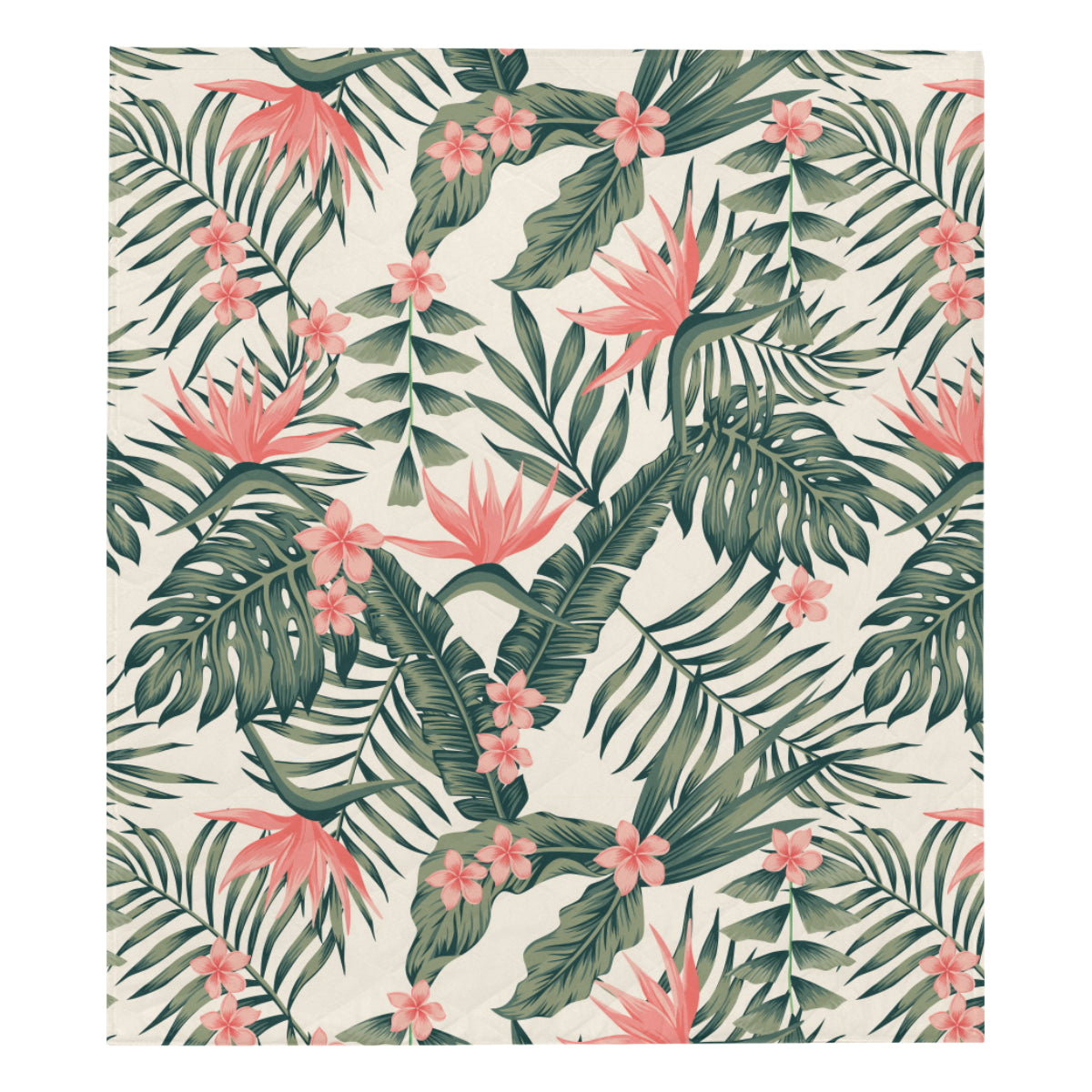 Tropical Flower Palm Leaves Premium Quilt