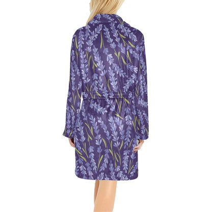 Lavender Pattern Print Design 03 Women's Fleece Robe