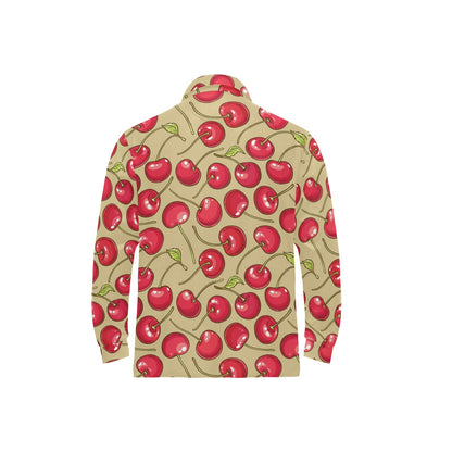 Cherry Pattern Print Design CH05 Long Sleeve Polo Shirt For Men's