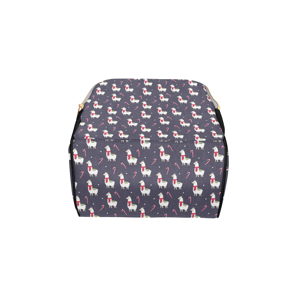 Llama with Candy Cane Themed Print Diaper Bag Backpack