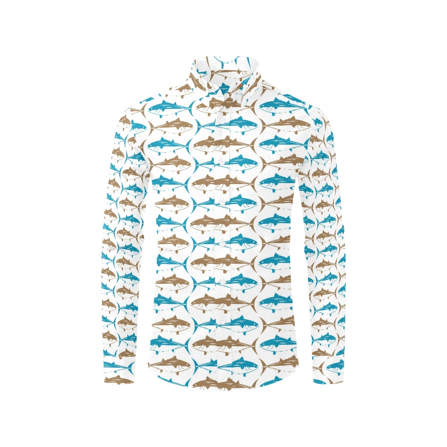 Tuna Fish Print Design LKS301 Men's Long Sleeve Dress Shirt