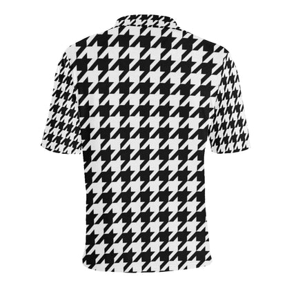 Houndstooth Black White  Pattern Print Design 05 Men Polo Shirt