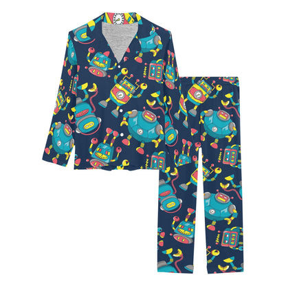 Robot Pattern Print Design A05 Women's Long Pajama Set