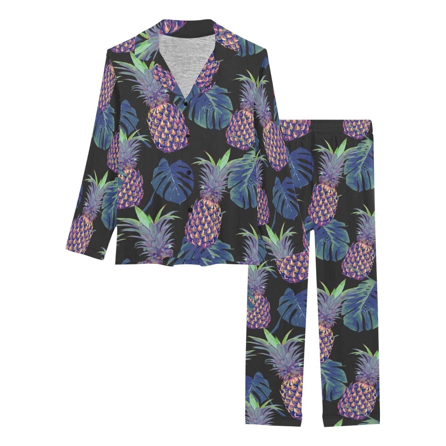 Pineapple Pattern Print Design PP04 Women's Long Pajama Set