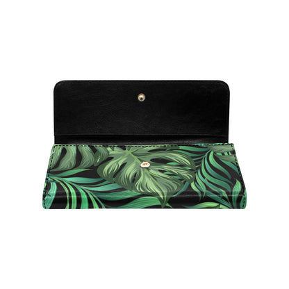 Green Fresh Tropical Palm Leaves Women's Trifold Wallet