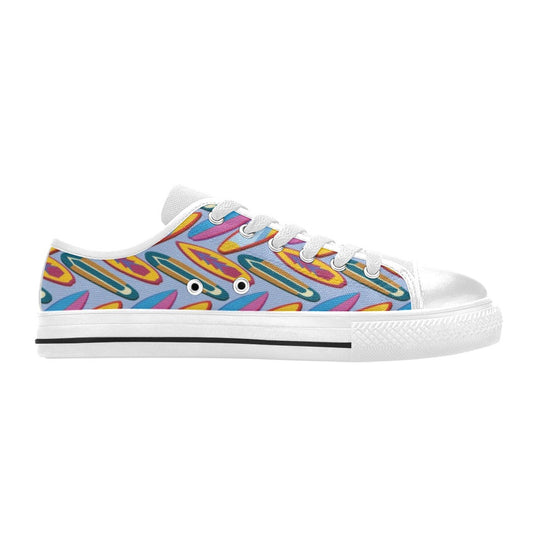 Surfboard Pattern Print Design LKS303 Women's White Low Top Shoes