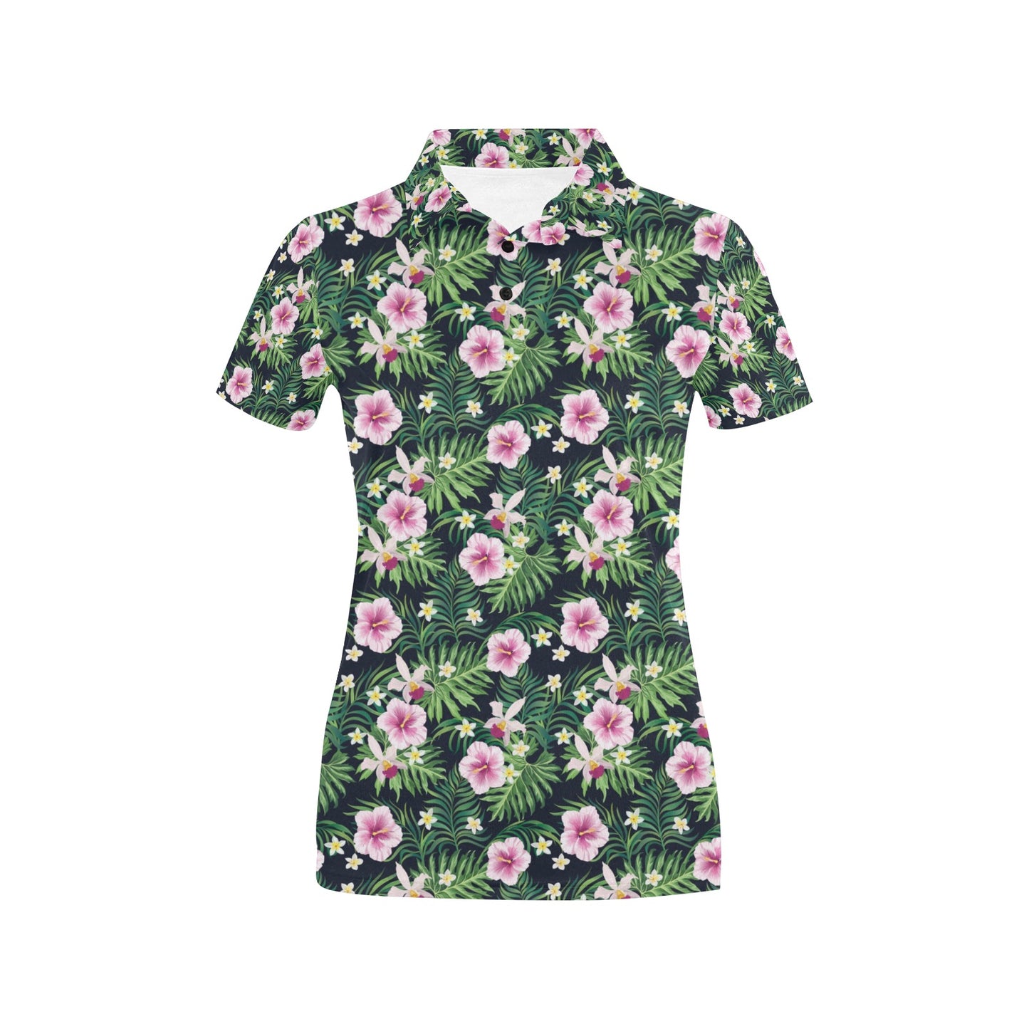 Hibiscus Tropical Print Design LKS309 Women's Polo Shirt