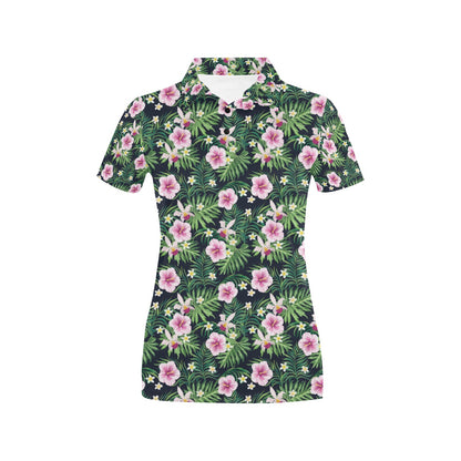 Hibiscus Tropical Print Design LKS309 Women's Polo Shirt