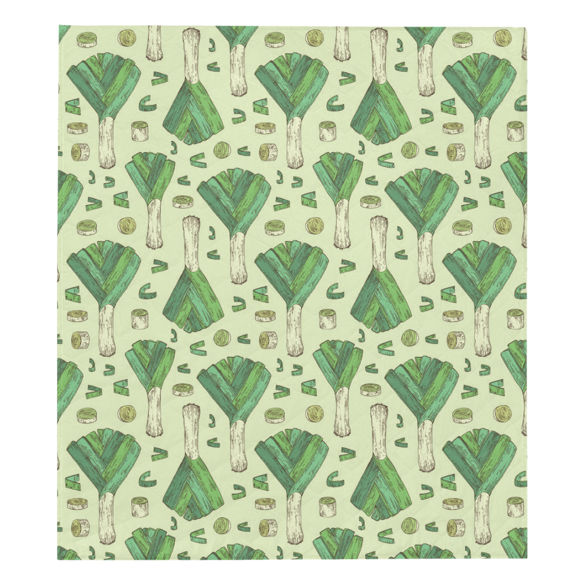 Leek Pattern Print Design 04 Premium Quilt