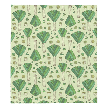 Leek Pattern Print Design 04 Premium Quilt