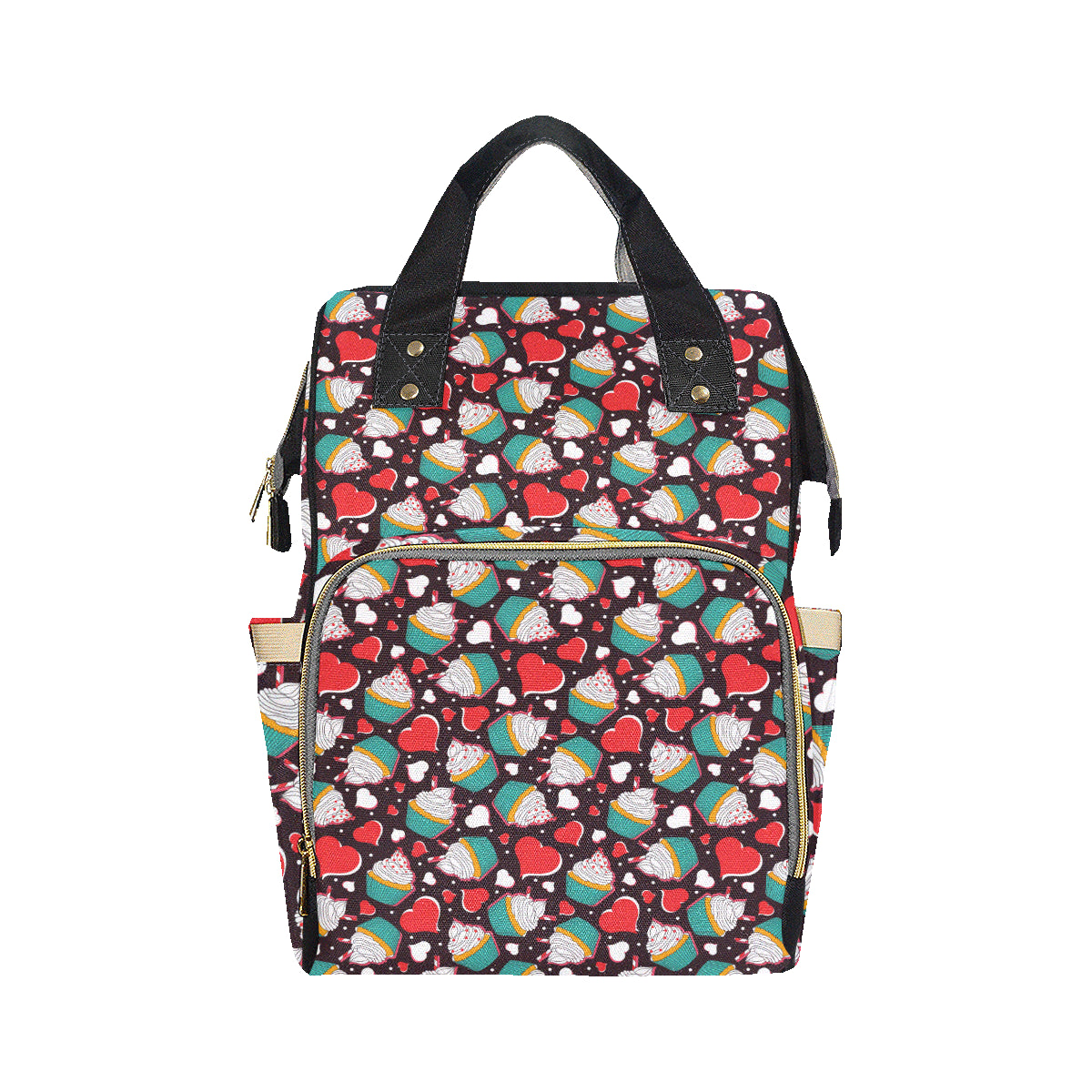 Cupcakes Heart Print Pattern Diaper Bag Backpack