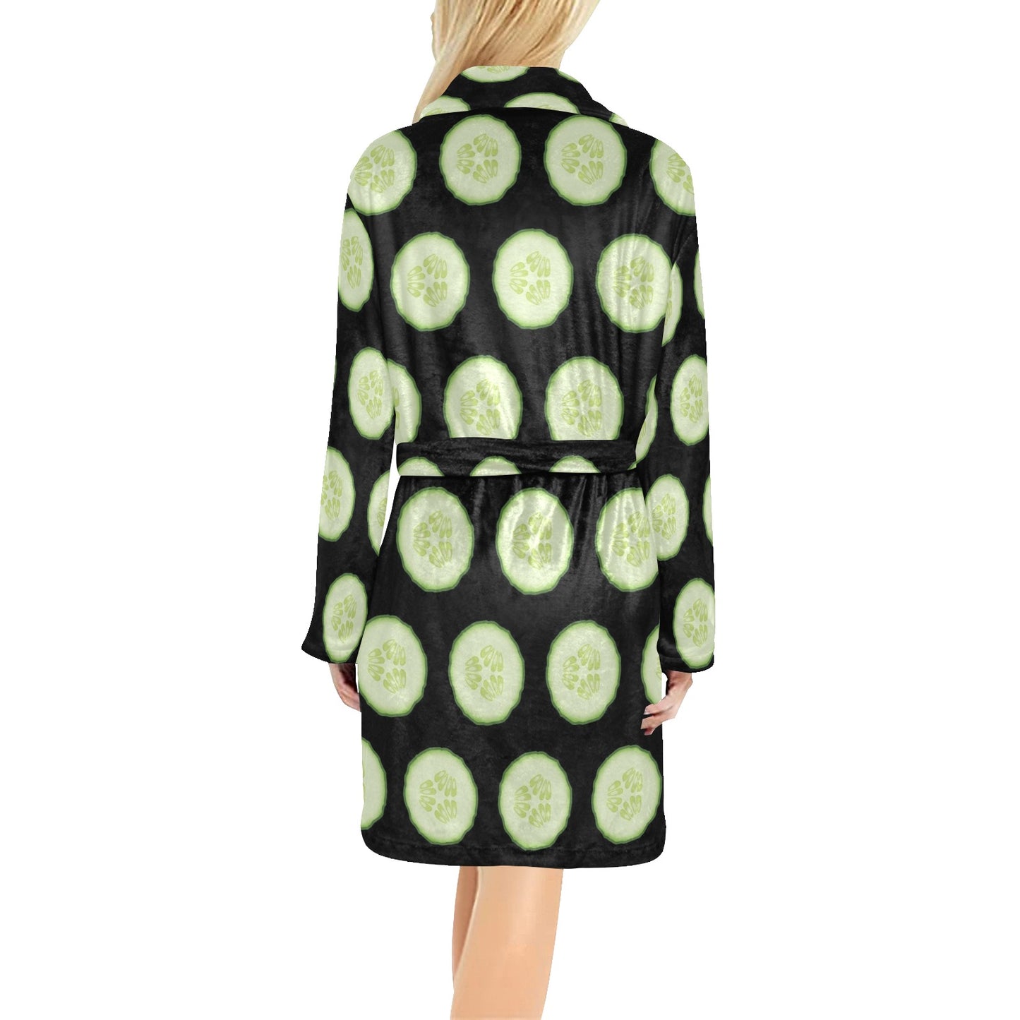 Cucumber Pattern Print Design CC02 Women's Fleece Robe