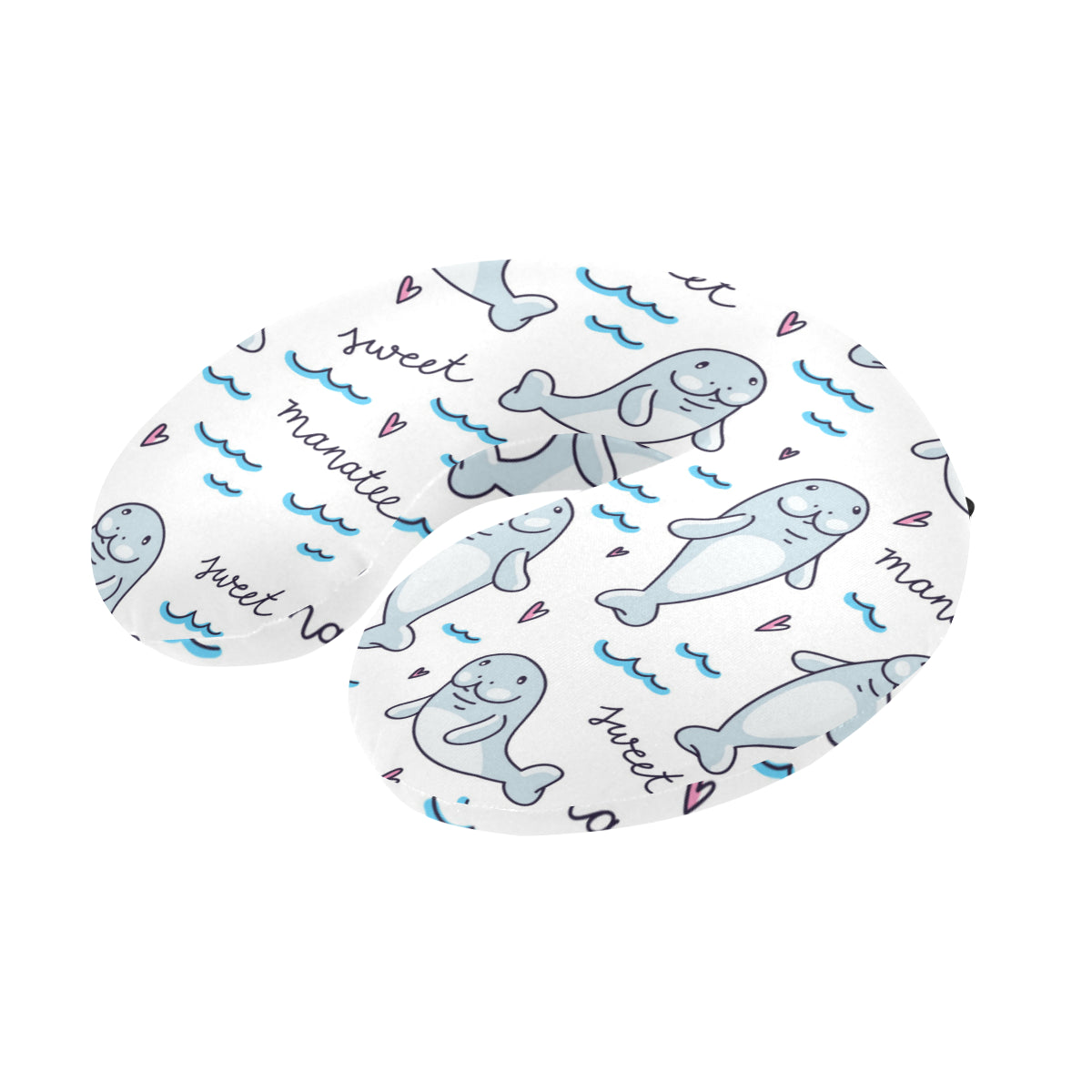 Manatee Baby Pattern Print Design 03 U-Shaped Travel Neck Pillow