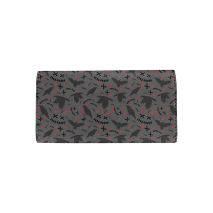 Crow Pattern Print Design 02 Women's Trifold Wallet