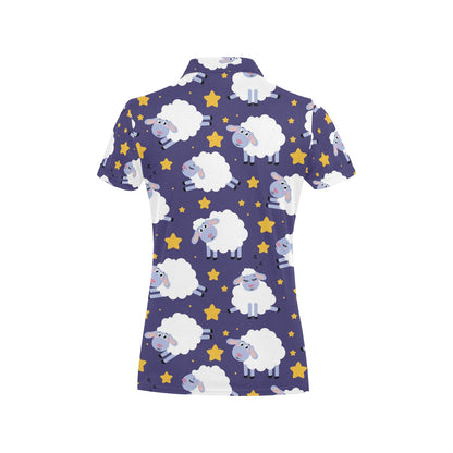 Sheep Pattern Print Design 03 Women's Polo Shirt