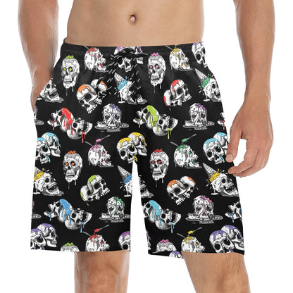 Skull Print Design LKS3013 Men's Swim Trunks Beach Shorts