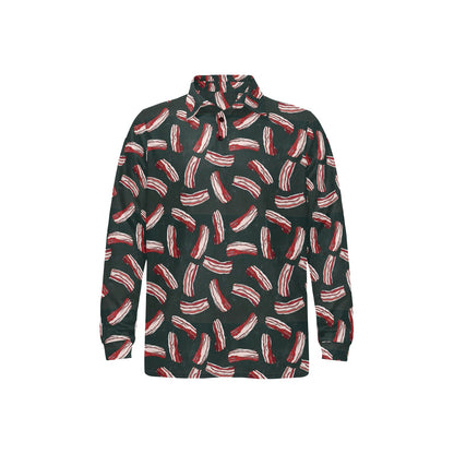 Bacon Pattern Print Design 02 Long Sleeve Polo Shirt For Men's
