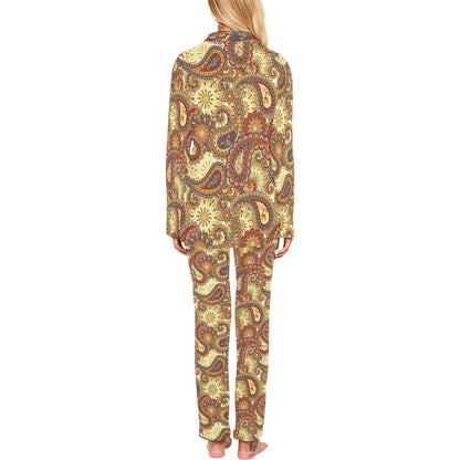 Boho Pattern Print Design 08 Women's Long Pajama Set