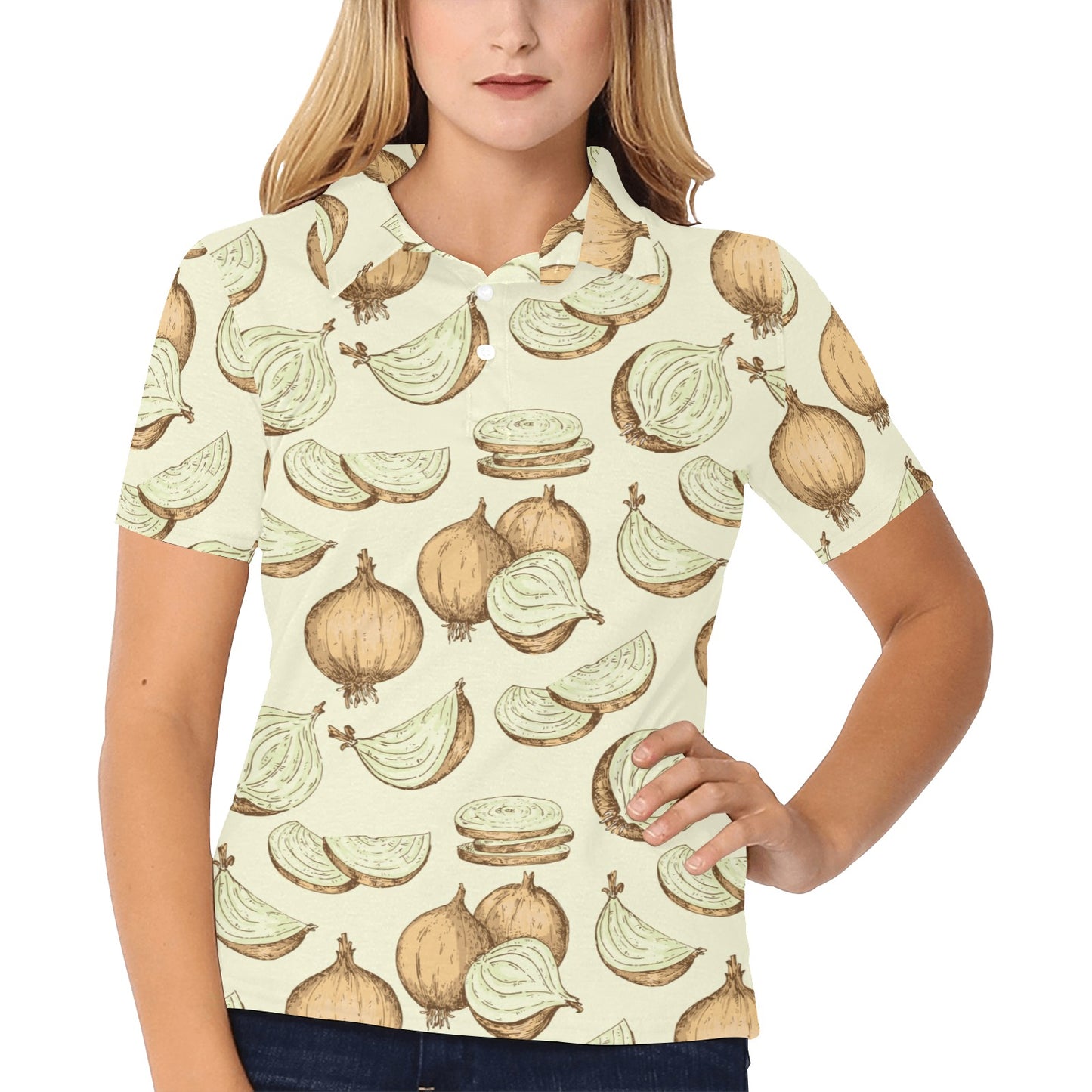 Onion Pattern Print Design A02 Women's Polo Shirt
