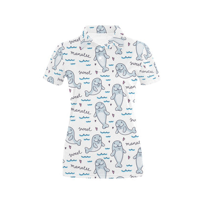 Manatee Baby Pattern Print Design 03 Women's Polo Shirt