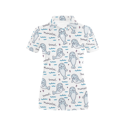 Manatee Baby Pattern Print Design 03 Women's Polo Shirt