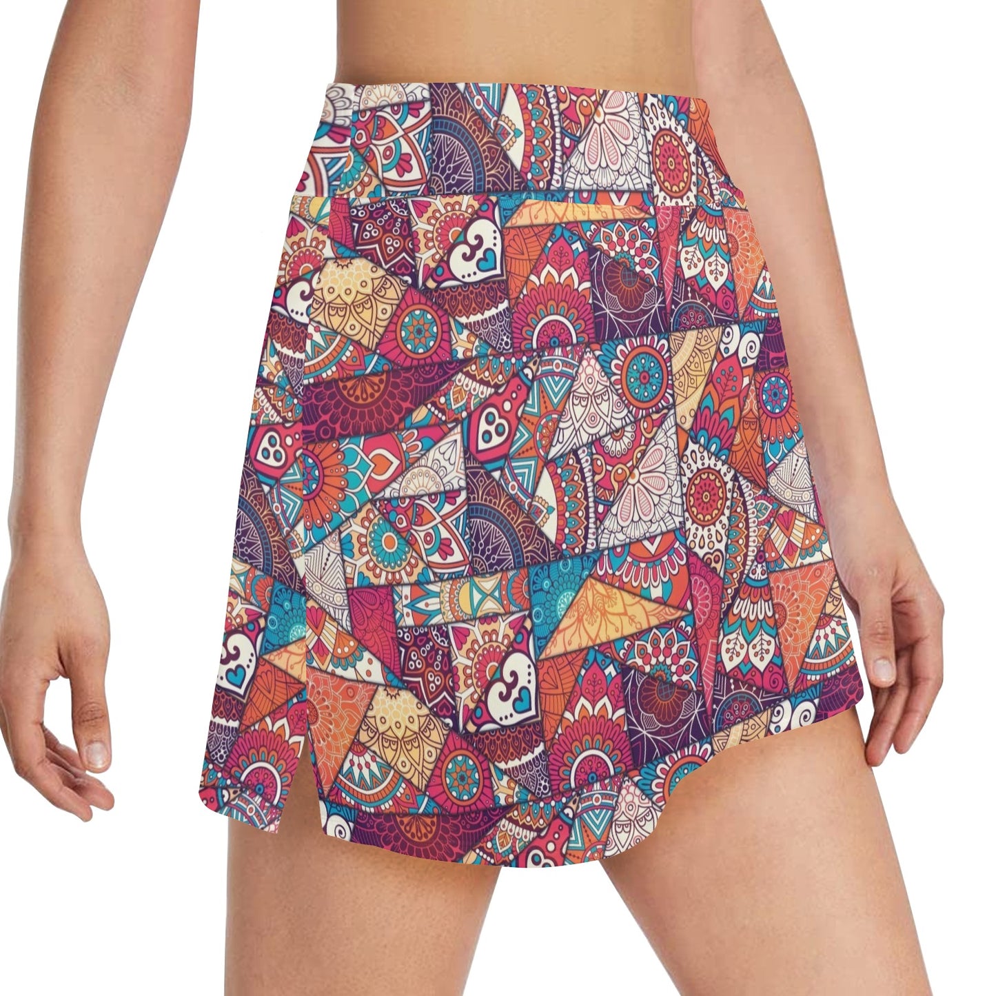 Patchwork Print Design LKS401 17" Golf & Pickleball Skort with Pockets