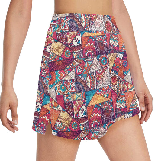 Patchwork Print Design LKS401 17" Golf & Pickleball Skort with Pockets