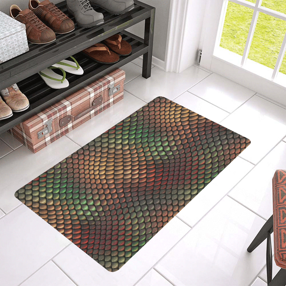 Snake Skin Colorful Print Rubber Doormat