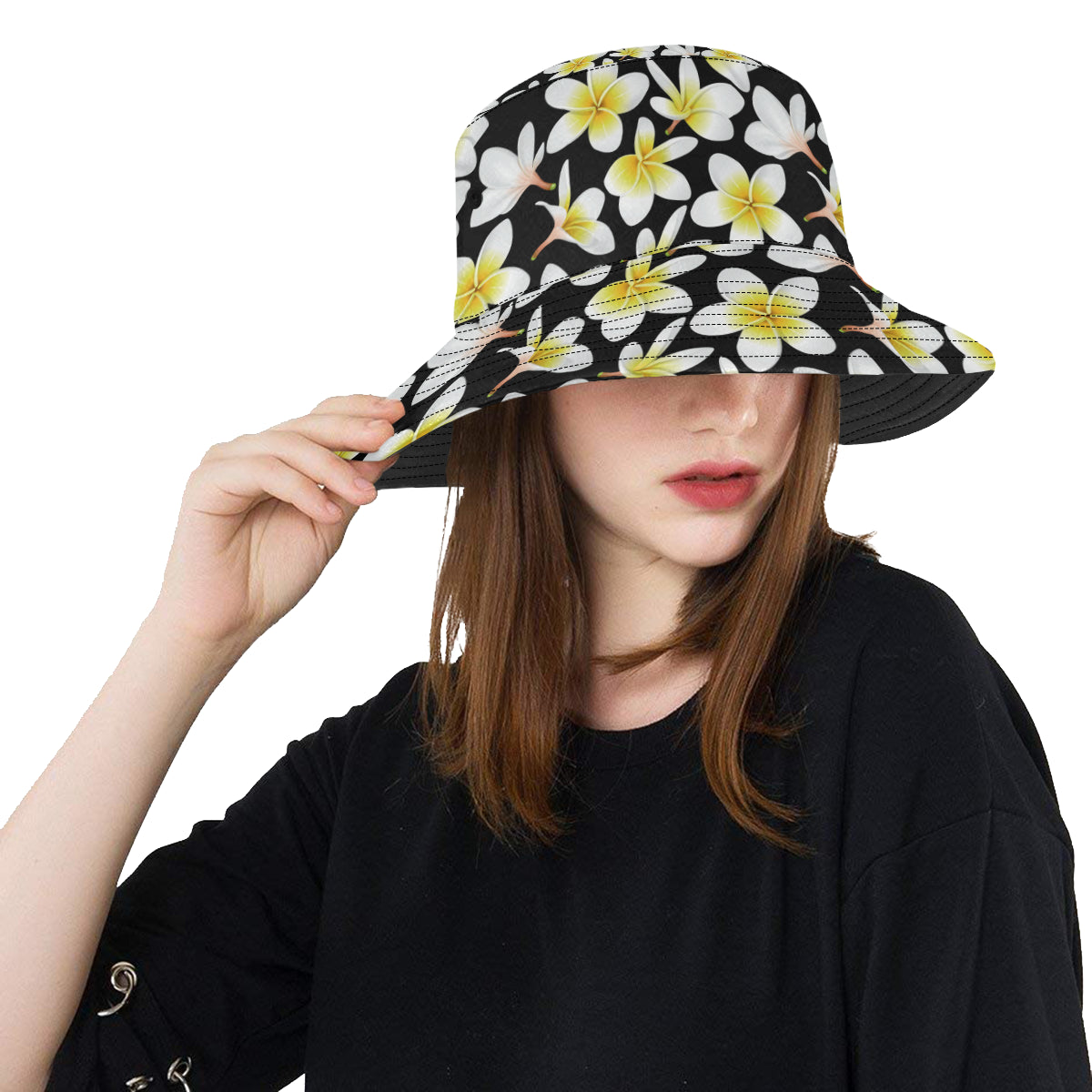 Yellow Plumeria Hawaiian Flowers Unisex Bucket Hat