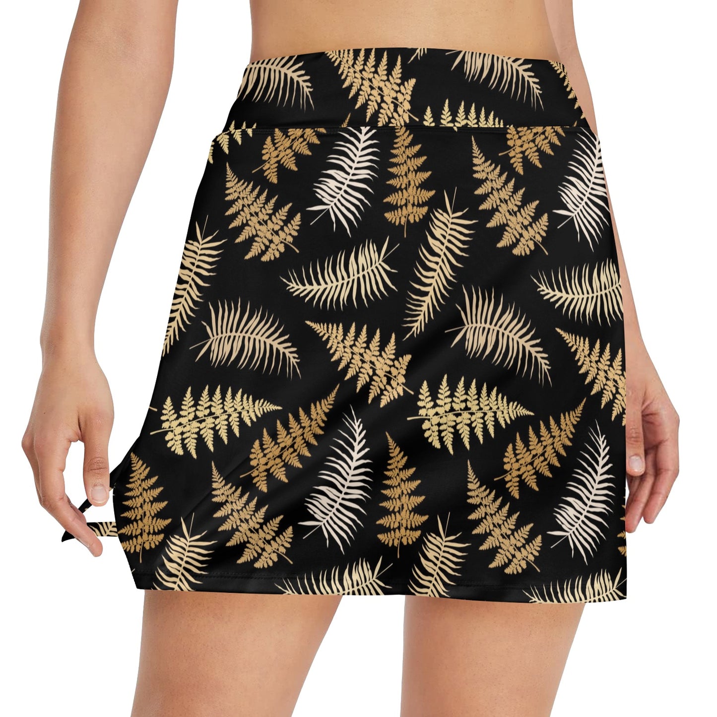 Fern Leave Bright Print Pattern 17" Golf & Pickleball Skort with Pockets